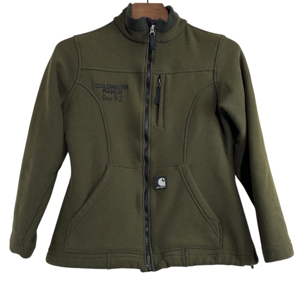 CARHARTT Womens Green Mock Neck Full Zip‎ Waffle Workwear Jacket Medium